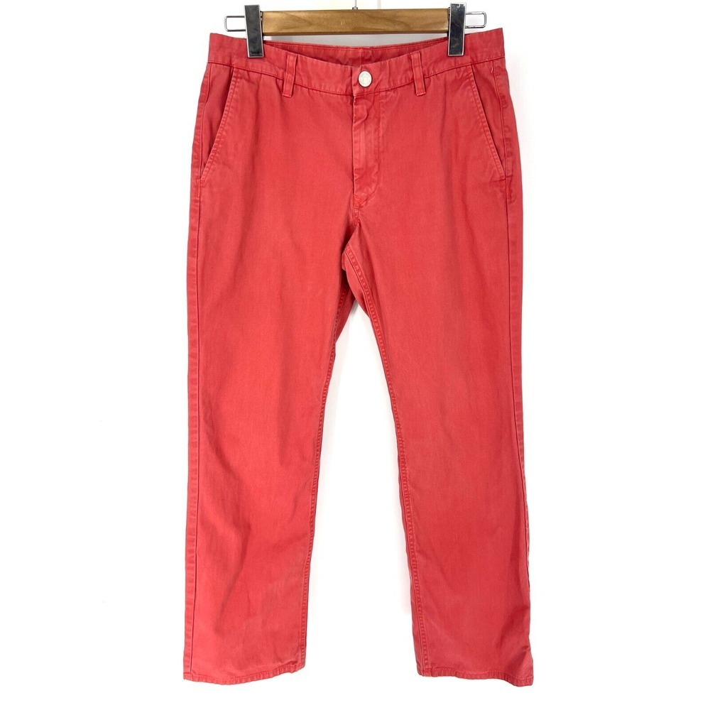 Bonobos Washed Chinos Straight Fit Pants Mens 31/30 Red Flat Front Casual Modern